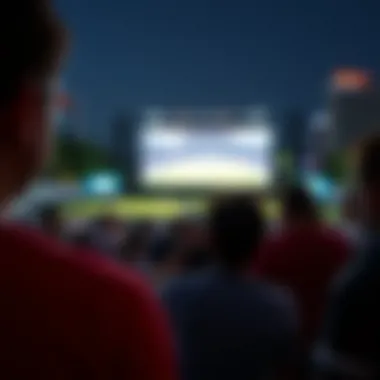 Thrilling Outdoor Screening for Fans Outdoor screening event for the Asian Cup in a public space