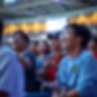 Thrilling Sports Experience with Enthusiastic Fans A group of sports enthusiasts enjoying a live viewing experience of Asian Games.