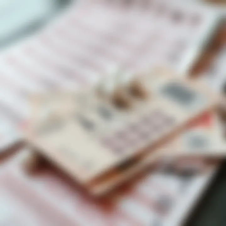 Illustration of a lottery ticket and betting slips