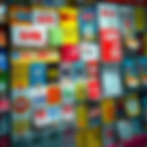 A vibrant lottery ticket display showcasing various types of tickets available in South Korea.